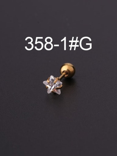 1 gold Titanium Steel Cubic Zirconia Star Minimalist Stud Earring(Single Only One)