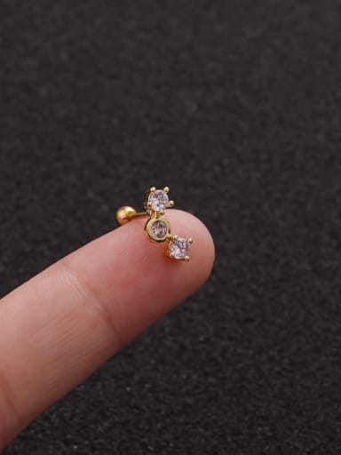 Brass Cubic Zirconia Star Cute Stud Earring