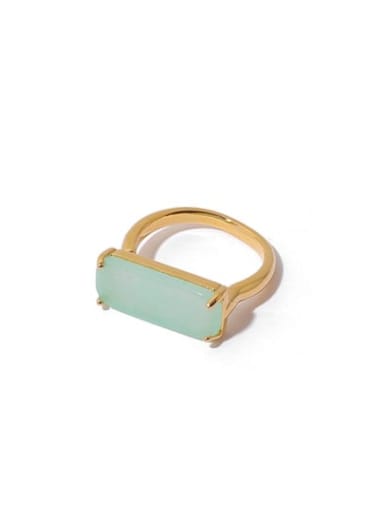 Brass Cubic Zirconia Geometric Vintage  Natural Stone Band Ring