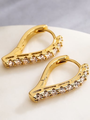 43837 Brass Cubic Zirconia Geometric Dainty Stud Earring