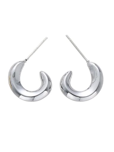 Platinum earrings pair Brass Cubic Zirconia Geometric Minimalist Clip Earring