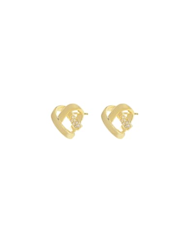 Brass Cubic Zirconia Geometric Trend Stud Earring
