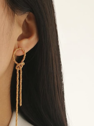 Brass knot Vintage  tassel  Threader Earring