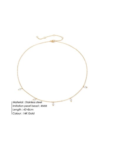 Stainless steel Imitation Pearl Tassel Minimalist Necklace