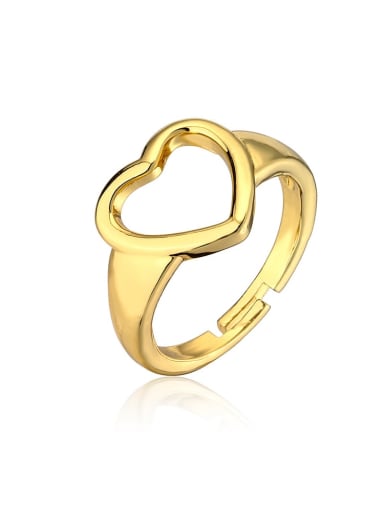 11635 Brass Enamel Hollow Heart Minimalist Band Ring