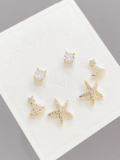 Brass Imitation Pearl Sea Star Minimalist Stud Earring