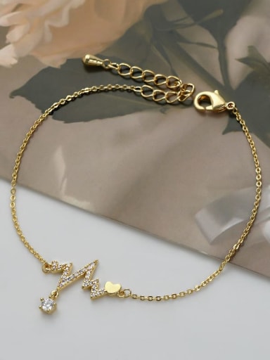 Gold SL60551 Brass Cubic Zirconia Geometric Dainty Bracelet