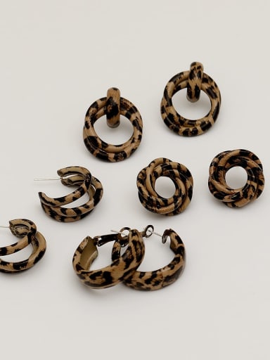 Brass Leather Geometric Vintage Drop Trend Korean Fashion Earring