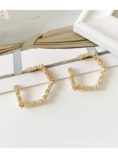 Pentagonal gold Copper  Hollow Heart Minimalist Stud Trend Korean Fashion Earring