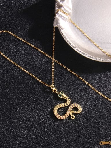 Color snake 5 a395 Copper Cubic Zirconia Snake Trend Necklace