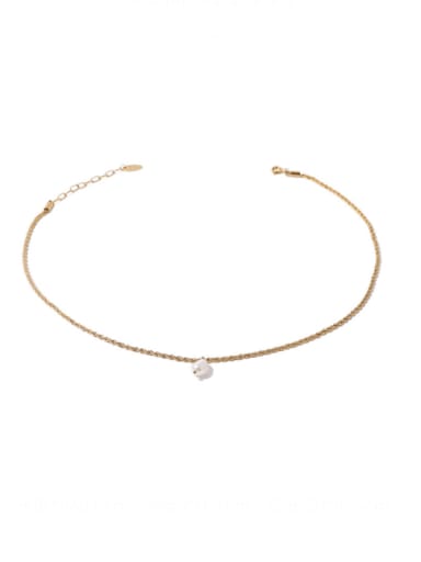 Brass Freshwater Pearl Irregular Vintage Twist Chain Necklace