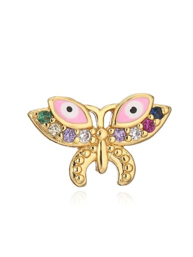 42327 Brass Cubic Zirconia Enamel Butterfly Cute Stud Earring