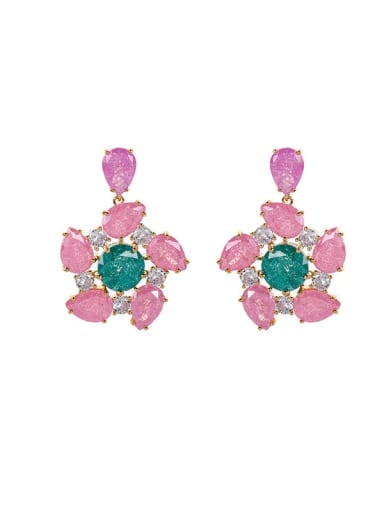 Brass Opal Flower Luxury Drop Earring