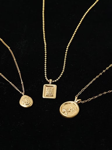 Brass Vintage Geometric  Pendant Necklace