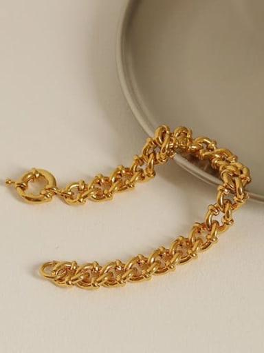 Brass Hollow Geometric Chain Hip Hop Link Bracelet
