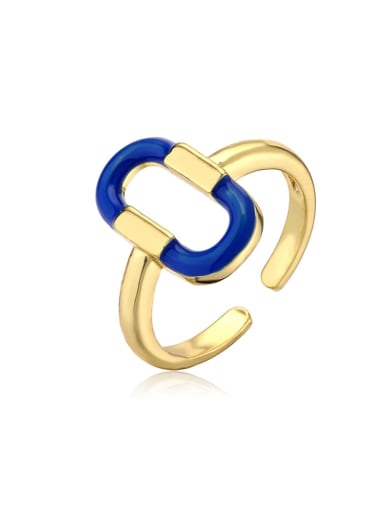 Brass Enamel Geometric Trend Band Ring