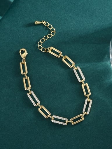 Gold SL61037 Brass Cubic Zirconia Geometric Dainty Bracelet