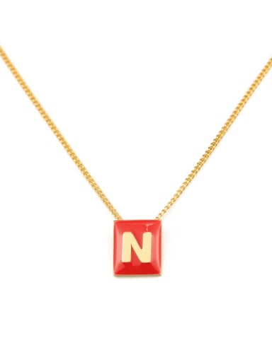Brass Enamel  Minimalist 26 English letters pendant Necklace