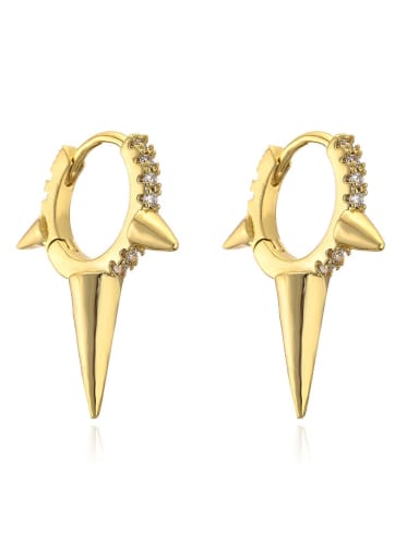 41826 Brass Cubic Zirconia Geometric Vintage Huggie Earring