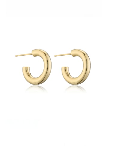 Brass Geometric Minimalist  C Shape  Stud Earring