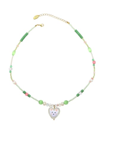 Brass Natural Stone Multi Color Heart Bohemia Necklace