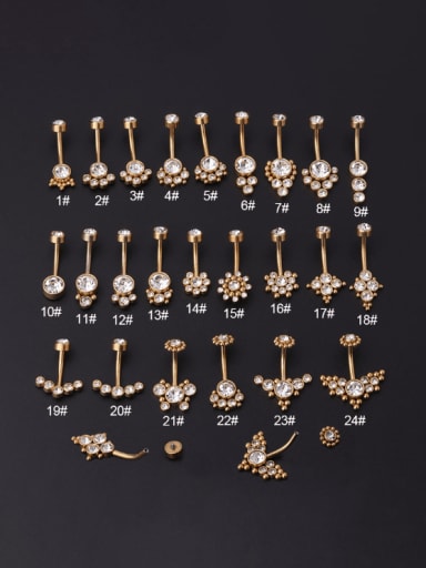 gold Stainless steel Cubic Zirconia Geometric Hip Hop Stud Earring(Single Only One)