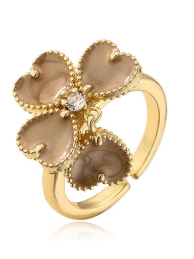 12505 Brass Enamel Flower Cute Band Ring