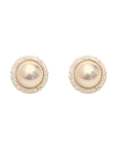 Brass Imitation Pearl Geometric Minimalist Stud Trend Korean Fashion Earring