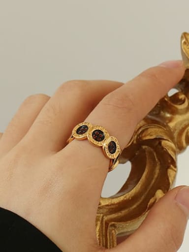 Brass Enamel Irregular Vintage Band Ring