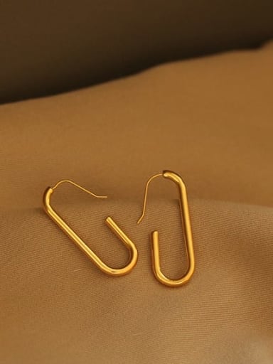 Brass Smooth Geometric Minimalist Hook Earring