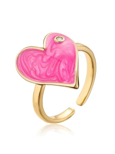 12535 Brass Enamel Heart Minimalist Band Ring
