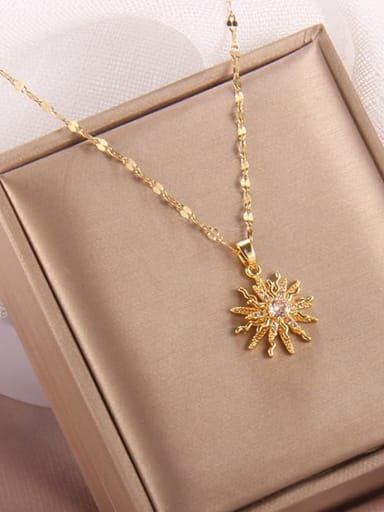 Brass Trend Cubic Zirconia  Can Rotary Flower Pendant Necklace