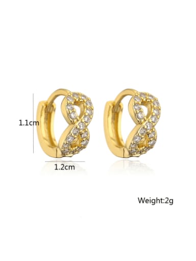 42157 Brass Cubic Zirconia Geometric Vintage Huggie Earring