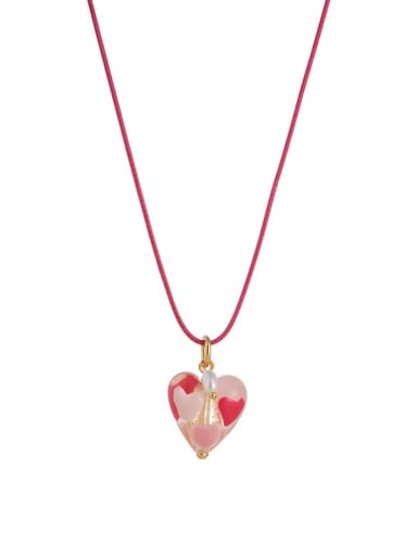 ?????4(???????) Brass Enamel Heart Cute Necklace