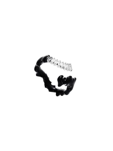 Brass Enamel Cubic Zirconia Heart Minimalist Band Ring
