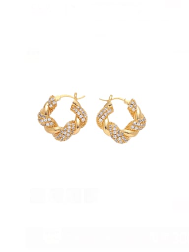 Brass Cubic Zirconia Geometric Minimalist Huggie Earring