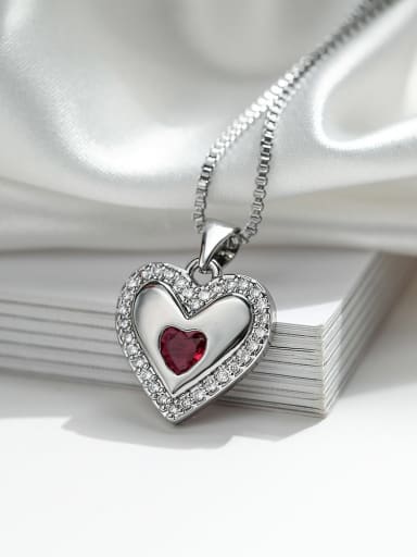 23547 Brass Cubic Zirconia Heart Dainty Necklace