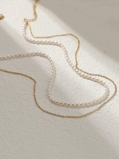 Brass Freshwater Pearl Locket Minimalist Multi Strand Trend Korean Fashion Necklace