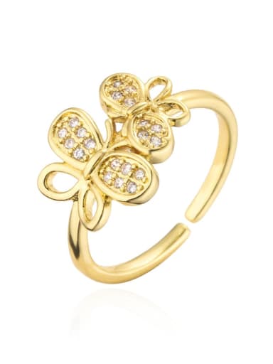 11745 Brass Cubic Zirconia Butterfly Vintage Band Ring