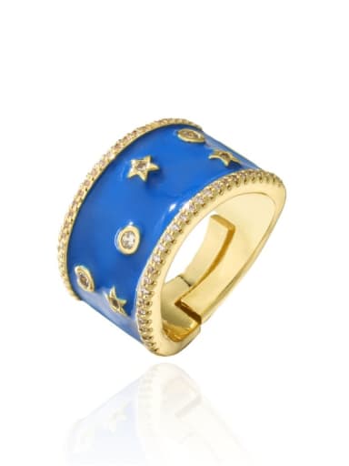 10790 Brass Enamel Geometric Vintage Band Ring