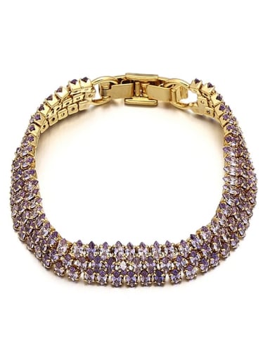 Brass Cubic Zirconia Geometric Luxury Link Bracelet
