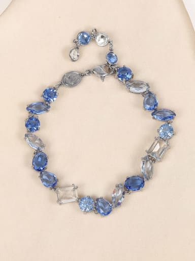 Blue Bracelet Brass Cubic Zirconia Luxury Irregular Bracelet and Necklace Set