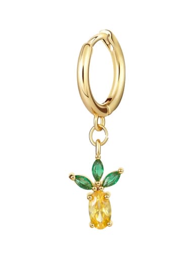 pineapple Brass Cubic Zirconia Multi Color Friut Cute Huggie Earring