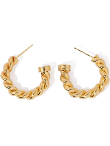Brass Twist Geometric Vintage Stud Earring