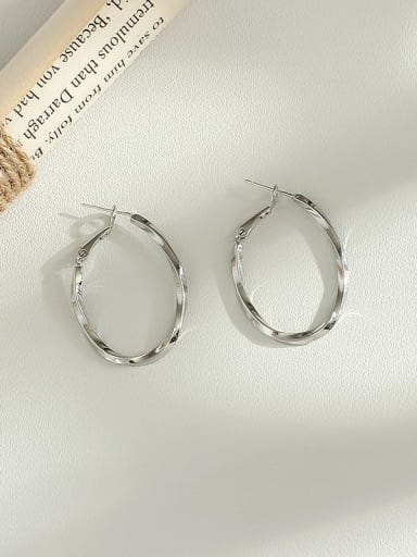 White K Copper Hollow Round Minimalist Hoop Trend Korean Fashion Earring