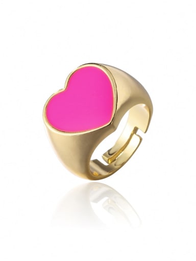10772 Brass Enamel Heart Vintage Band Ring