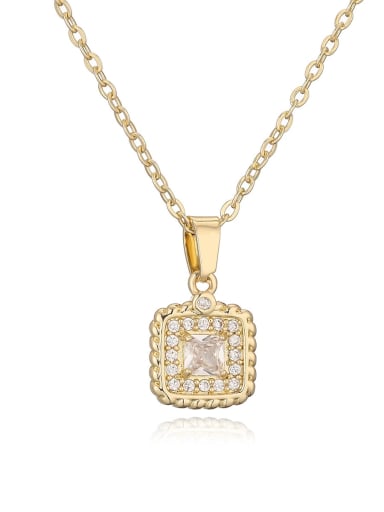 24446 Brass Cubic Zirconia Square Minimalist Necklace