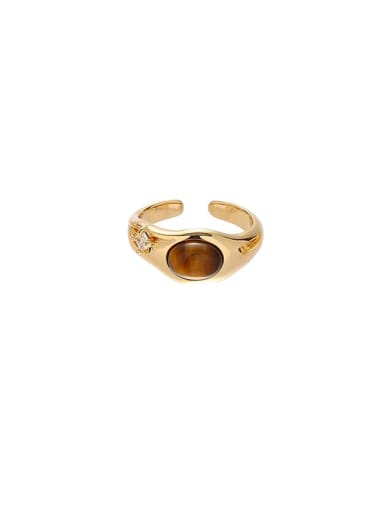 Tiger Eye Stone Ring 1 Brass Carnelian Geometric Vintage Band Ring