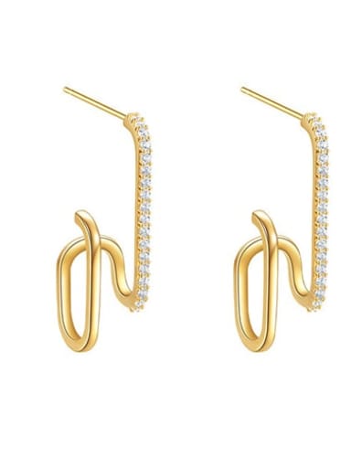 18K gold Brass Cubic Zirconia Geometric Minimalist Stud Earring