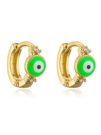 41663 Brass Enamel Evil Eye Vintage Huggie Earring